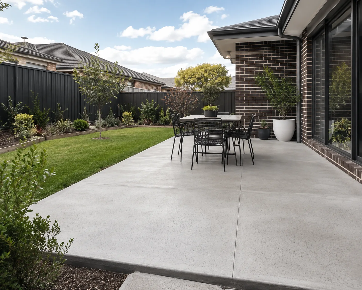 Concrete patio finished for outdoor entertaining