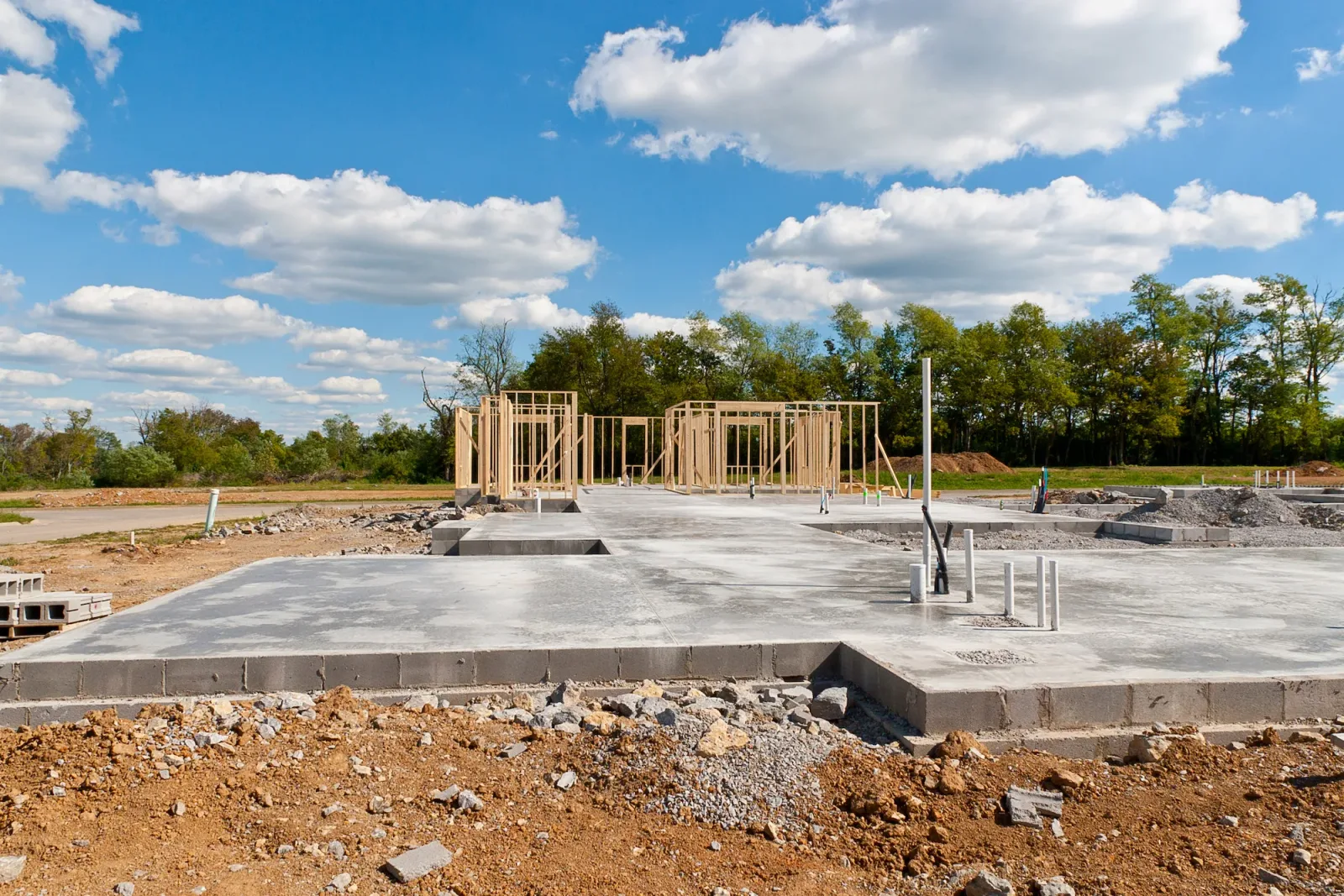 Large concrete slab poured for a new build