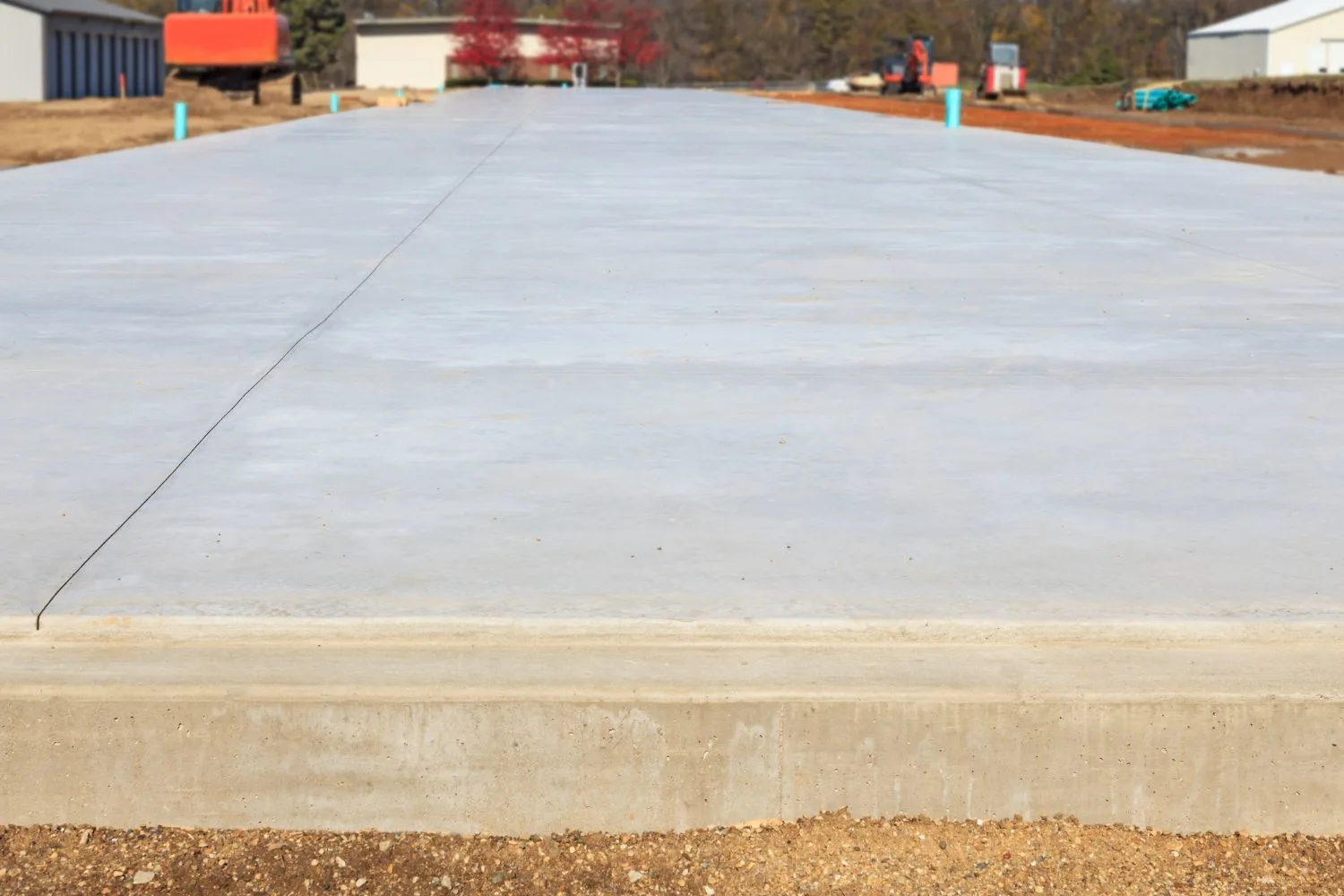 Concrete slab poured for a home under construction