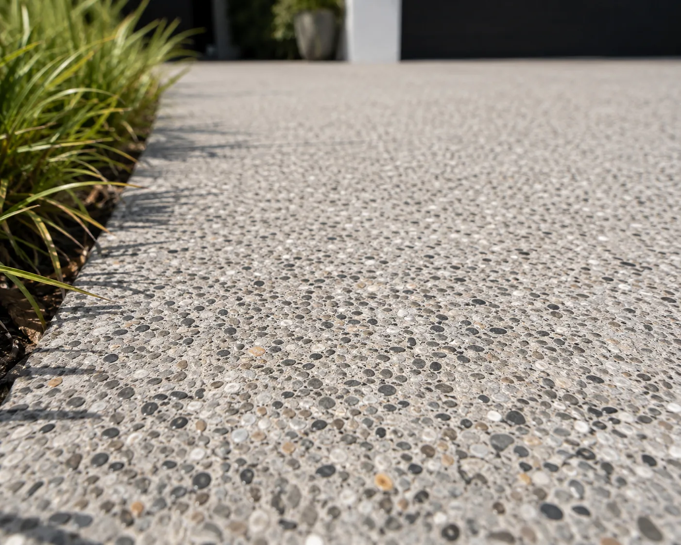 Exposed aggregate concrete finished for a driveway